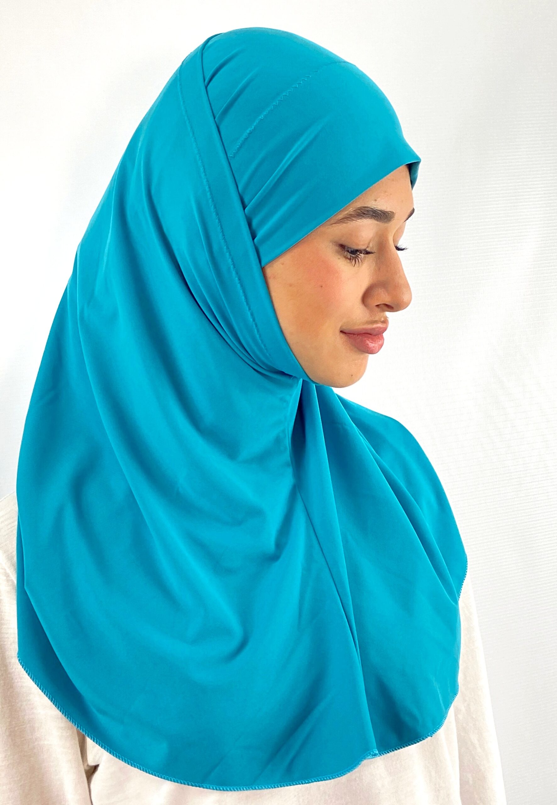Hijab 2 pièces Lycra peau de pêche turquoise