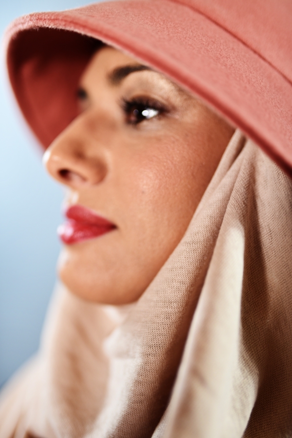 Chapeau hijab drap de laine vieux rose