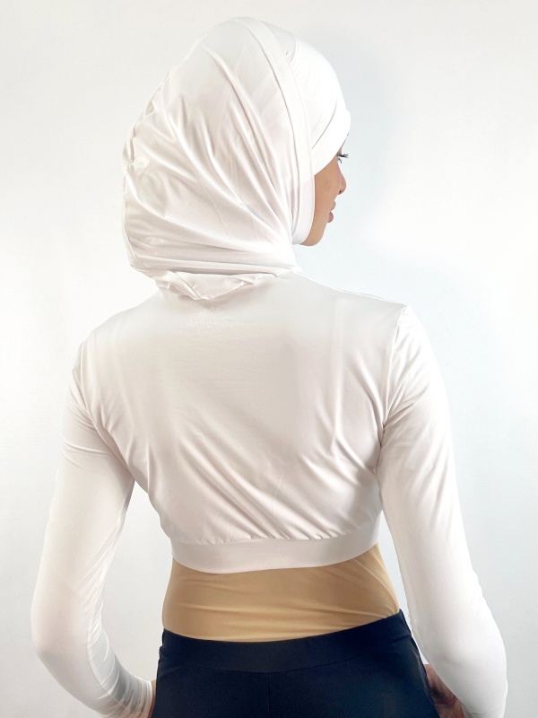 Brassière hijab 2 pièces Lycra blanche