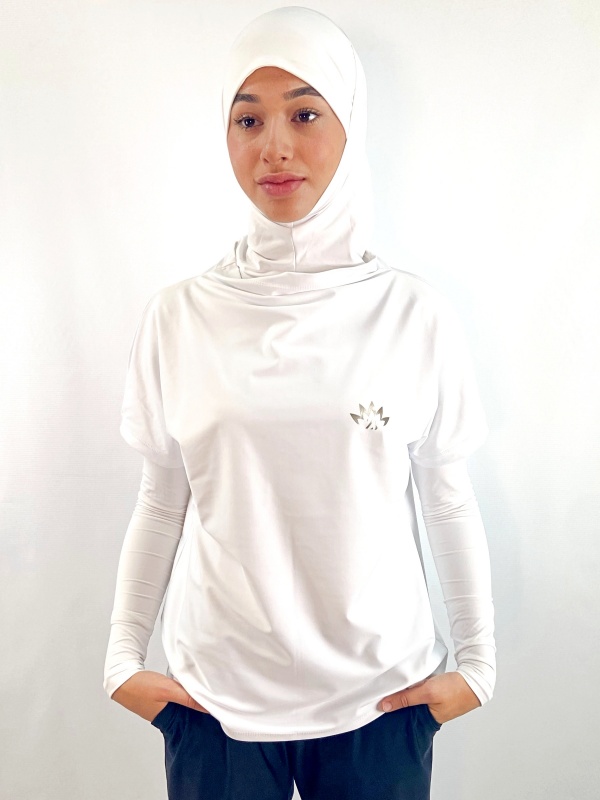 Brassière hijab 2 pièces Lycra blanche