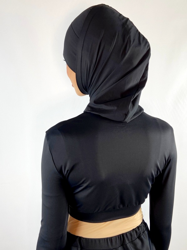 Brassière hijab Lycra manches longues noire