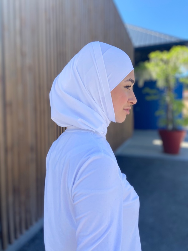 Hijab 2 pièces Lycra blanc