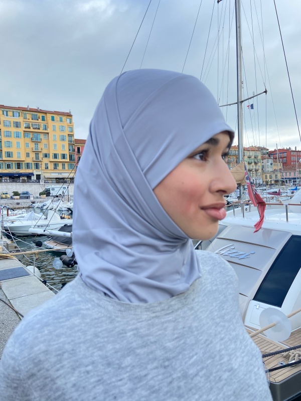 Hijab 2 pièces Lycra gris clair