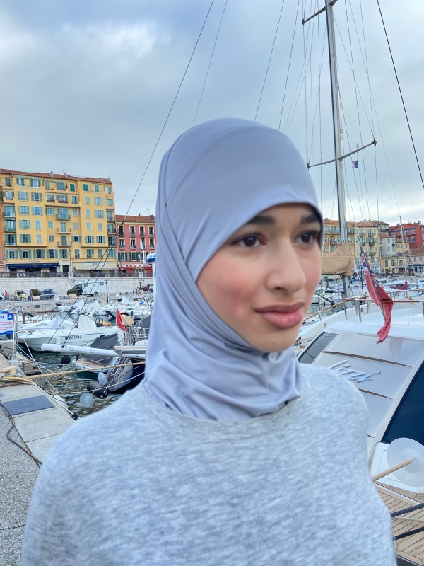 Hijab 2 pièces Lycra gris clair