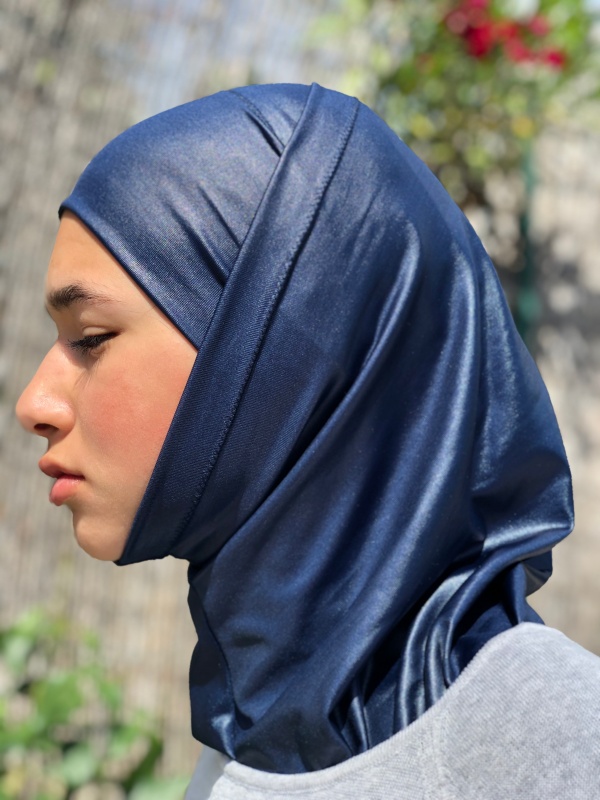 Hijab 2 pièces marine effet cuir
