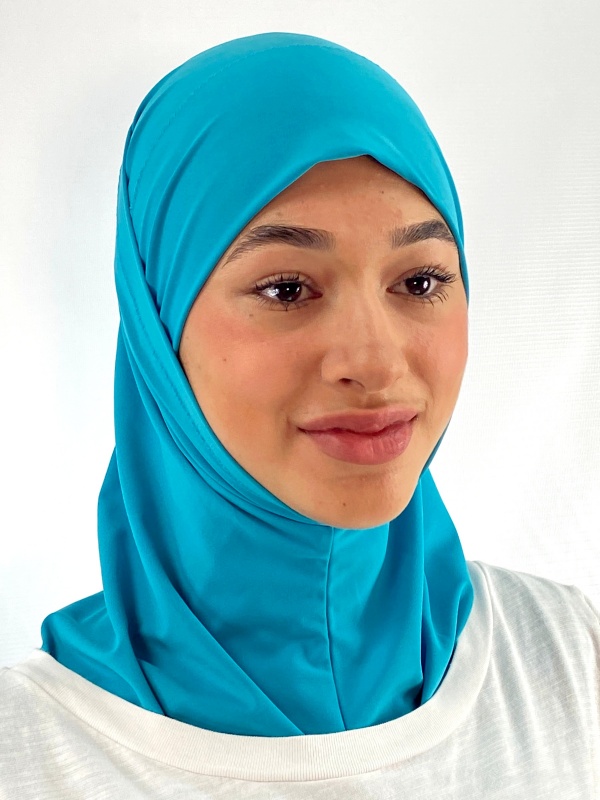 Hijab 2 pièces Lycra peau de pêche turquoise