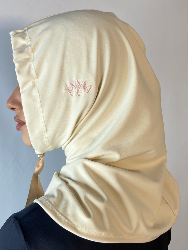 HIJCAP, hijab capuche Lycra effet suédine ivoire